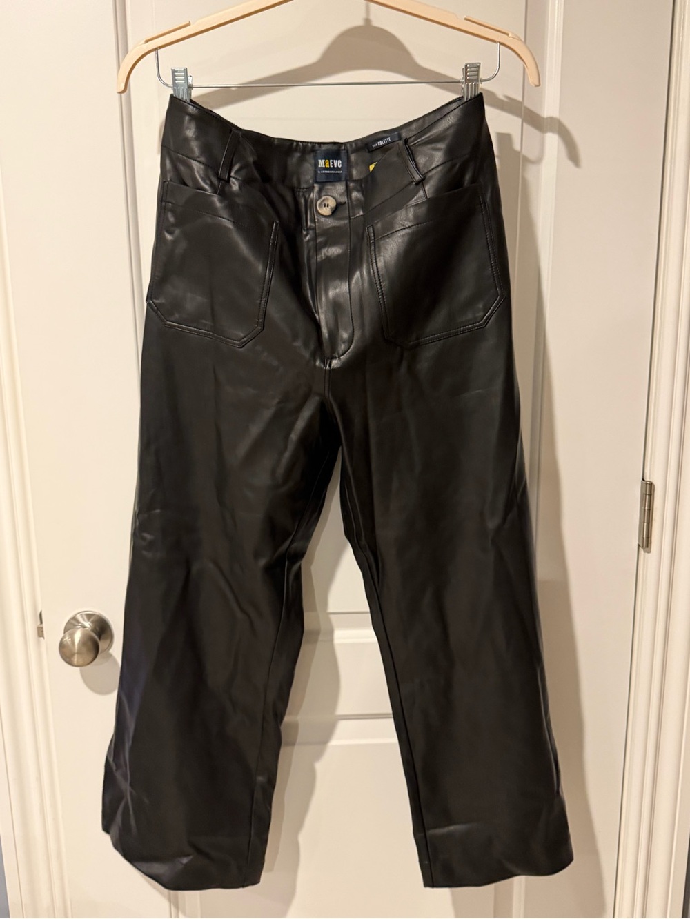 Maeve Black Faux Leather Pants